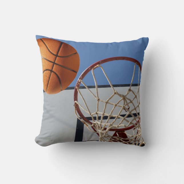Orange Basketball About To Score Points, Throw Pillow (Front)