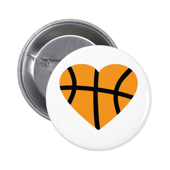 Orange Basketball Ball Heart Love Pin