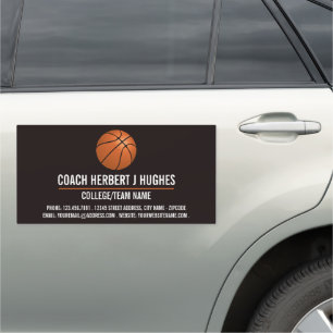 Orange Basketball, Basketball Player, Coach, Car Magnet