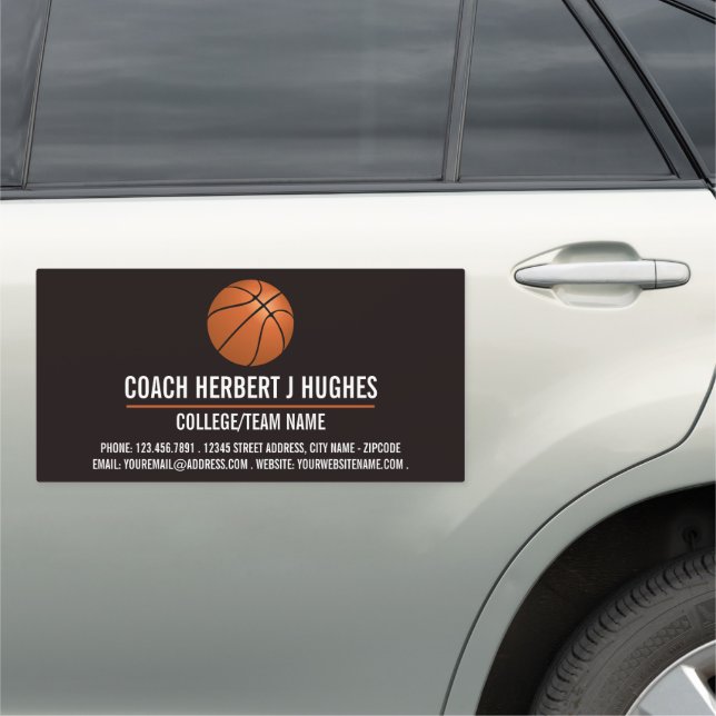 Orange Basketball, Basketball Player, Coach, Car Magnet (In Situ)