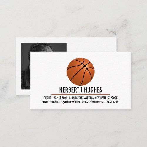 Orange Basketball Basketball Player Coach Photo Business Card