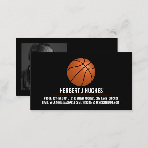 Orange Basketball Basketball Player Coach Photo Business Card