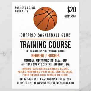 Orange Basketball, Basketball Training Course Flyer