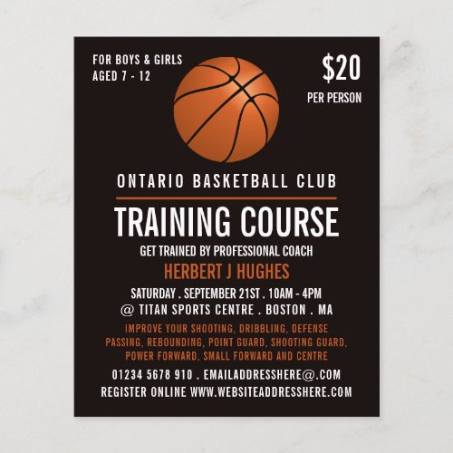 Orange Basketball Basketball Training Course Flyer