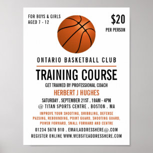 Orange Basketball, Basketball Training Course Poster