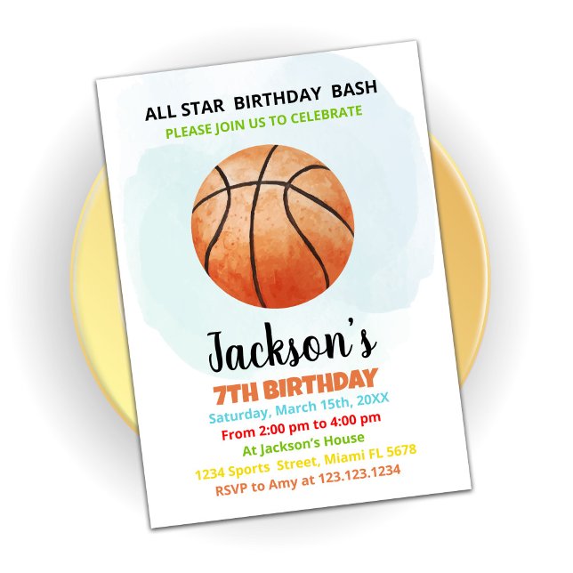 Orange Basketball Birthday Invitations (Creator Uploaded)