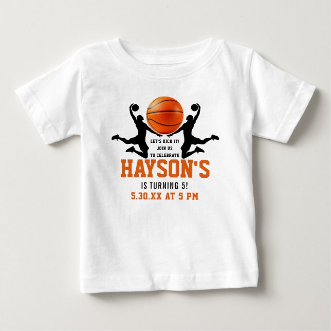 orange basketball Boy 5TH Birthday Party Baby T-Shirt (Front)