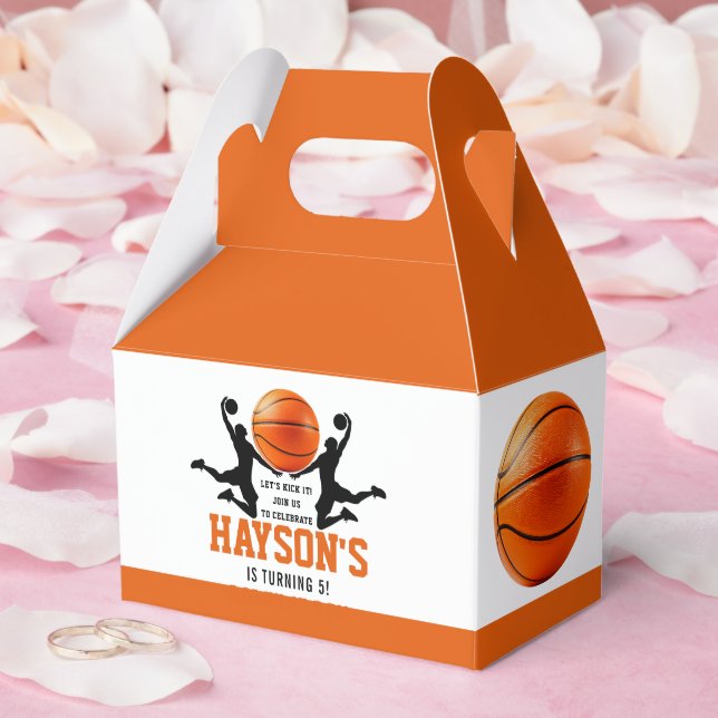 orange basketball Boy 5TH Birthday Party Favor Boxes (Wedding)
