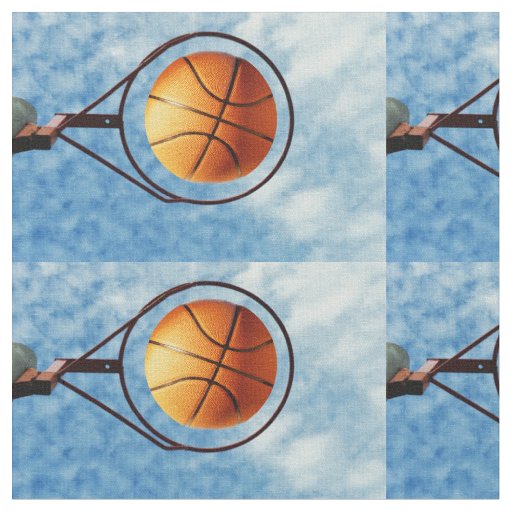 Orange Basketball In A Basketball Hoop, Fabric