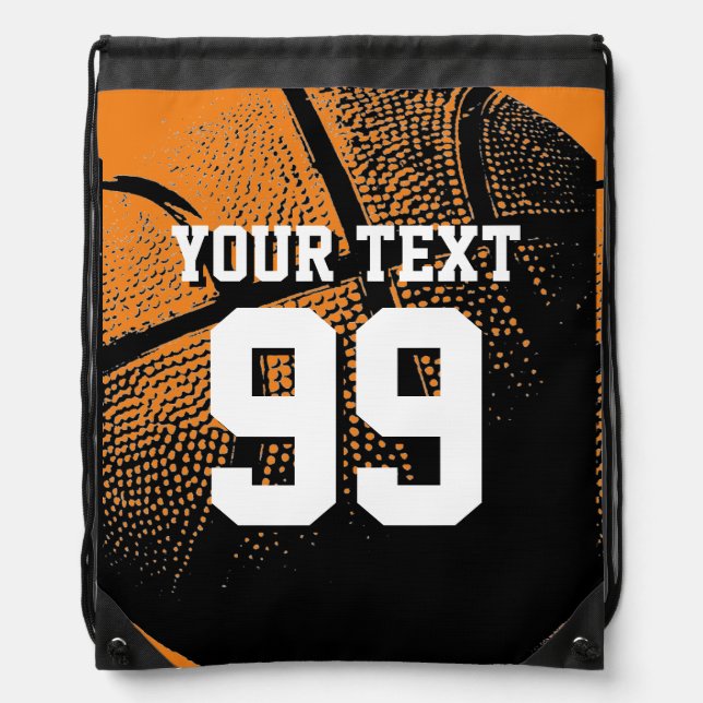 Orange basketball jersey number drawstring bags (Front)