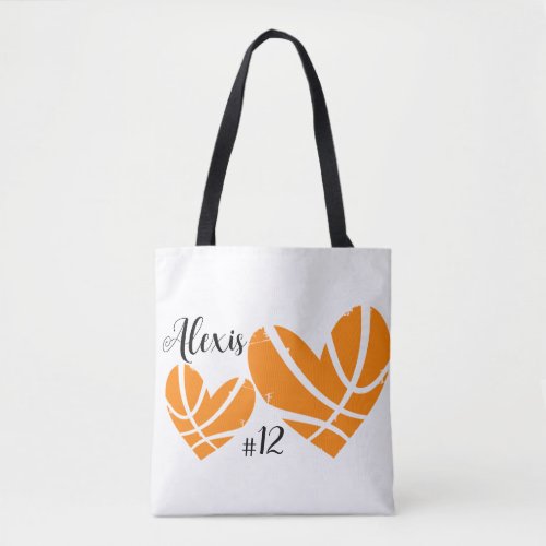 Orange basketball mom or player personalized tote bag