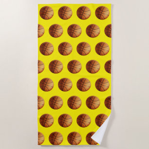 Orange Basketball Pattern, Beach Towel