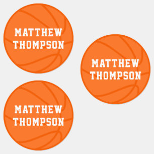 Orange Basketball Personalized Name Kids' Labels