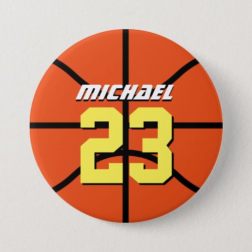 Orange Basketball Sports Team Button Pin