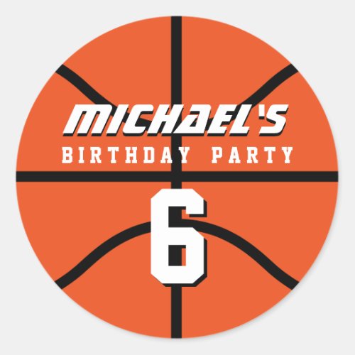 Orange Basketball Sticker Sports Birthday Party