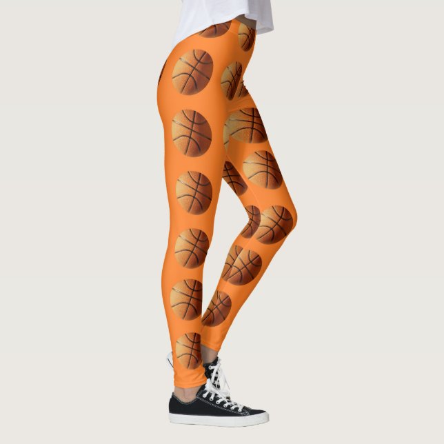 Orange Basketballs Pattern, Leggings (Right)