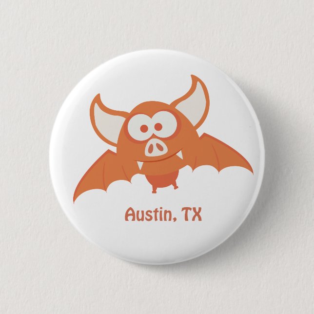 Orange Bat - Austin, TX Button (Front)