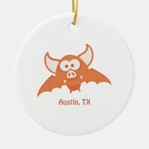 Orange Bat _ Austin TX Ceramic Ornament
