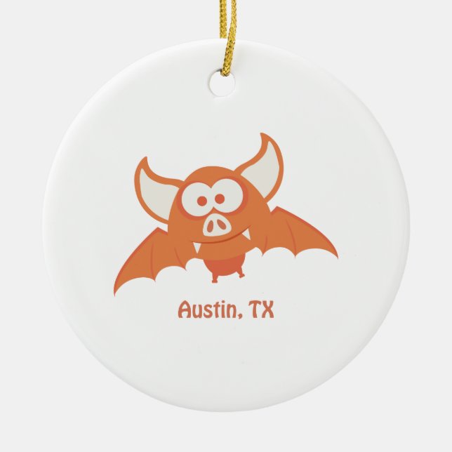 Orange Bat - Austin, TX Ceramic Ornament (Front)