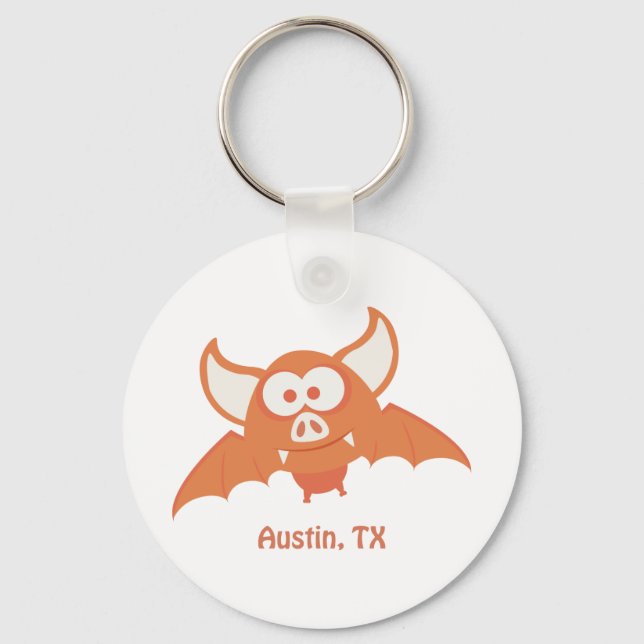 Orange Bat - Austin, TX Keychain (Front)