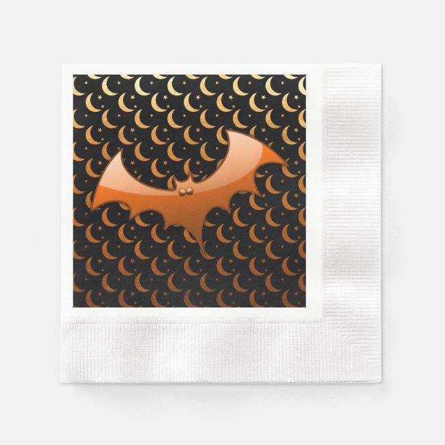 Orange Bat Quarter Moons Luncheon Napkins (Front)