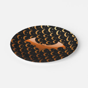 Orange Bat Quarter Moons Paper Plates