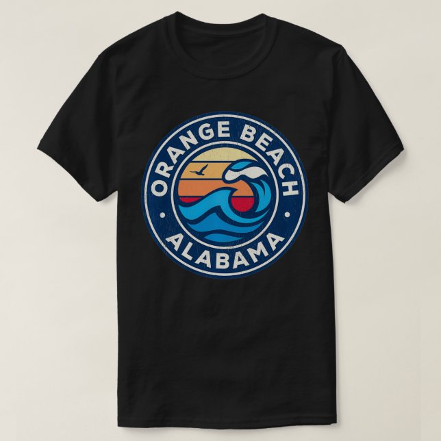 Orange Beach Alabama AL Vintage Nautical Waves Des T-Shirt (Design Front)