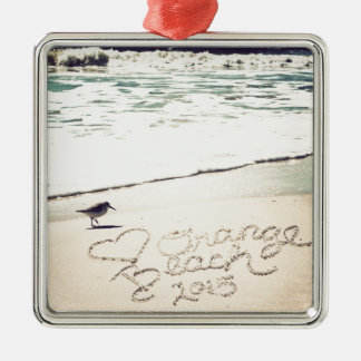 Orange Beach Alabama Sandwriting Beach Waves Words Metal Ornament