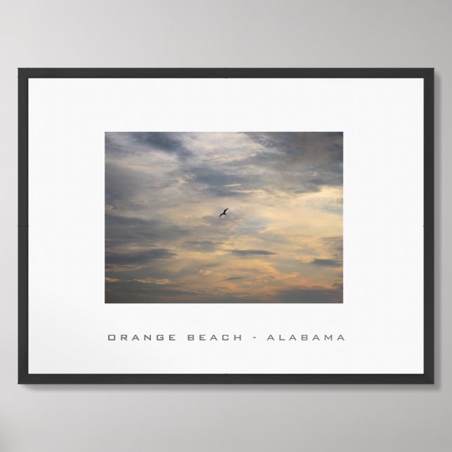 Orange Beach Alabama Seagull Framed Art (Framed Front)