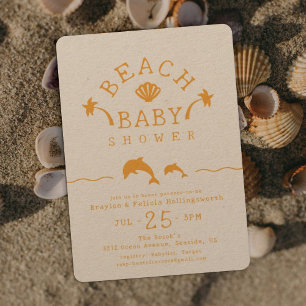 Orange Beach Baby Ocean Scene Baby Shower Invitation