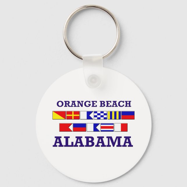 Orange Beach Flags Keychain (Front)