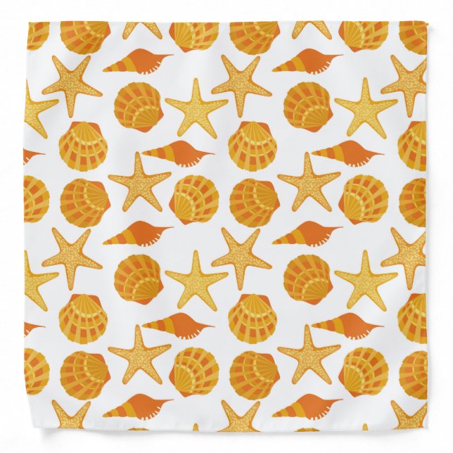 Orange Beach Shell Pattern Bandana (Front)