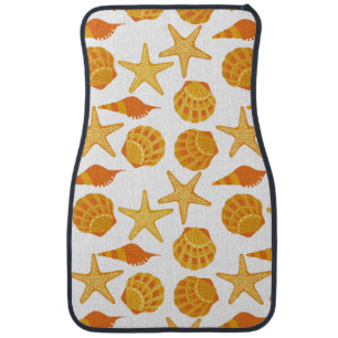 Orange Beach Shell Pattern Car Mat