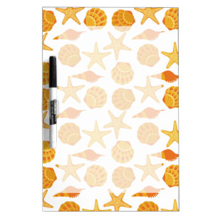 Orange Beach Shell Pattern Dry Erase Board