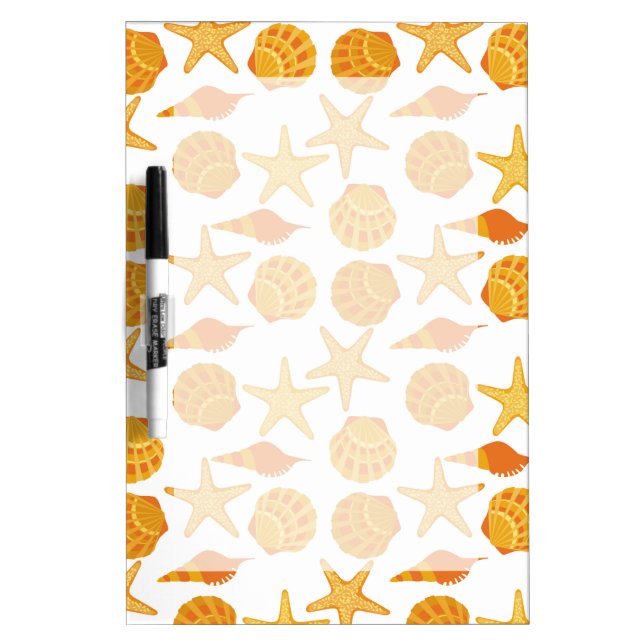 Orange Beach Shell Pattern Dry Erase Board (Front)