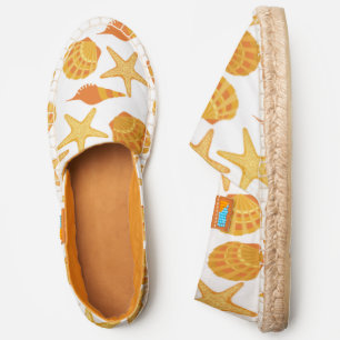 Orange Beach Shell Pattern Espadrilles