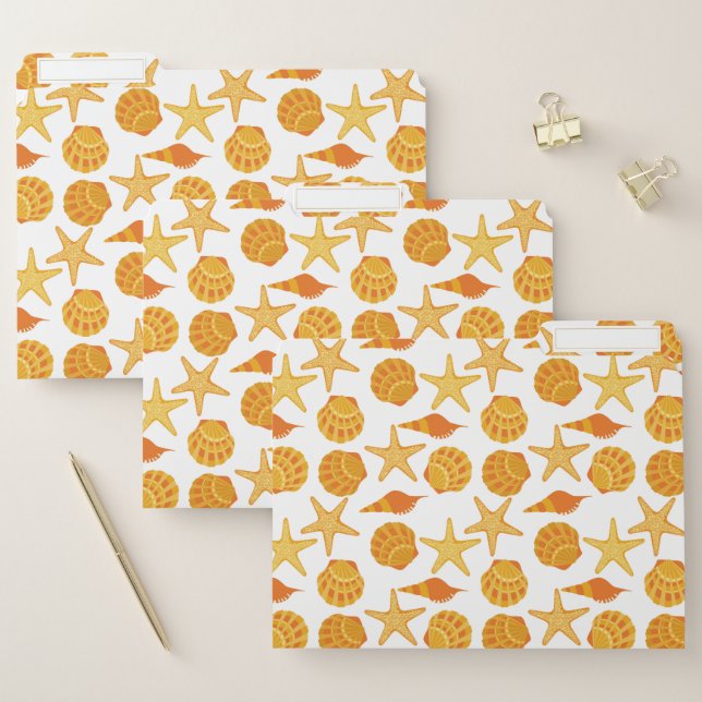 Orange Beach Shell Pattern File Folder (Set)