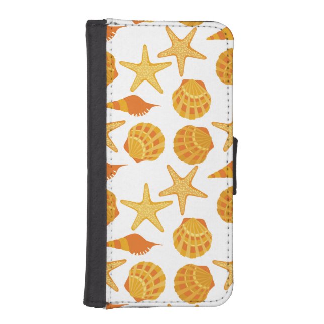 Orange Beach Shell Pattern iPhone Wallet Case (Front)