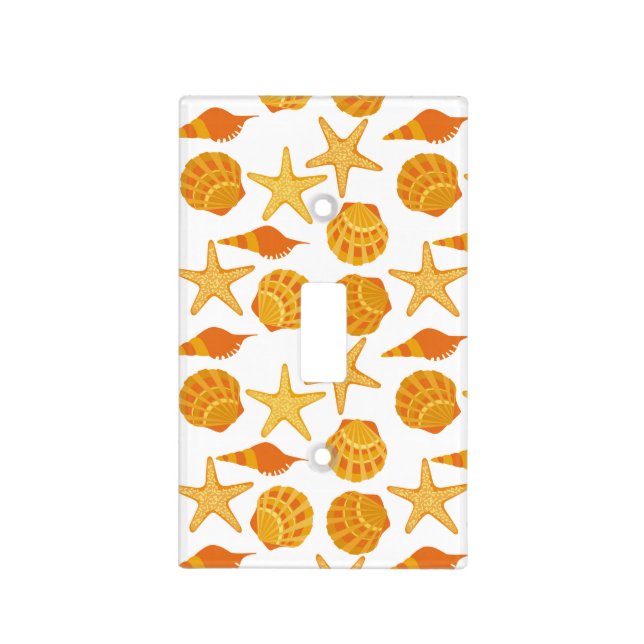 Orange Beach Shell Pattern Light Switch Cover (Front)