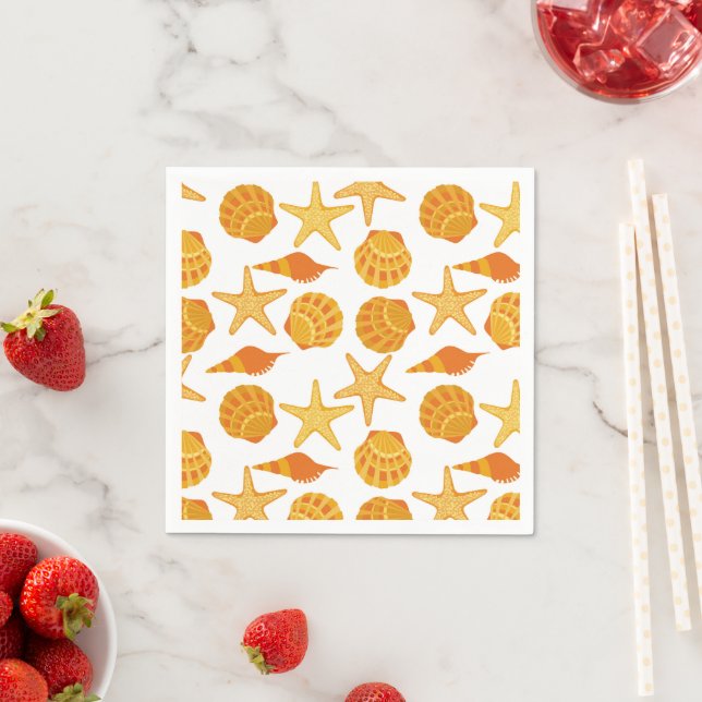Orange Beach Shell Pattern Napkins (Insitu)