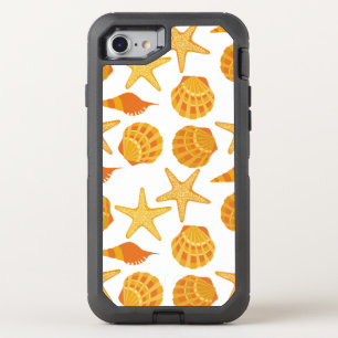 Orange Beach Shell Pattern OtterBox Defender iPhone SE/8/7 Case