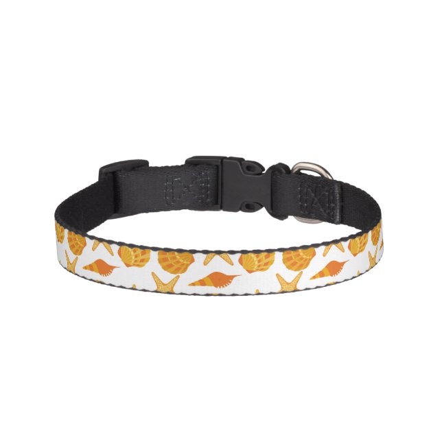 Orange Beach Shell Pattern Pet Collar (Front)