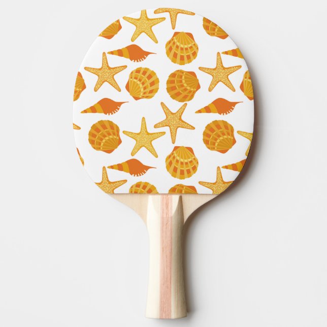 Orange Beach Shell Pattern Ping-Pong Paddle (Front)