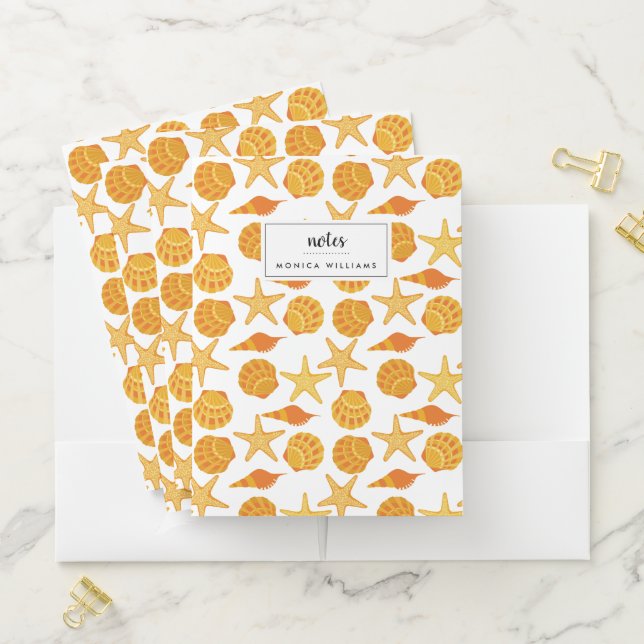 Orange Beach Shell Pattern Pocket Folder (In Situ)