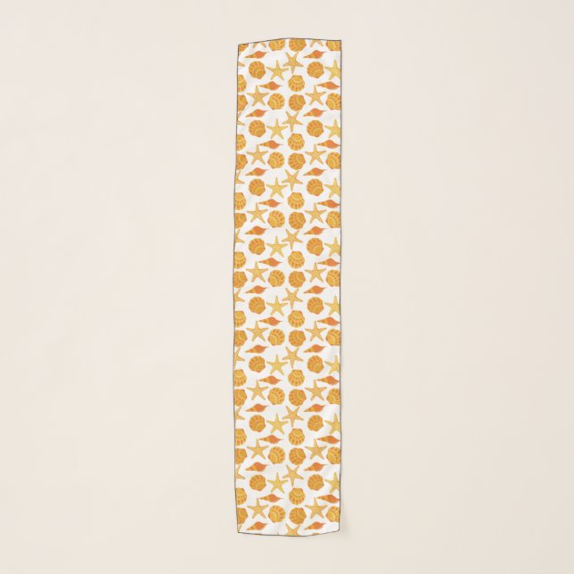 Orange Beach Shell Pattern Scarf (Front)