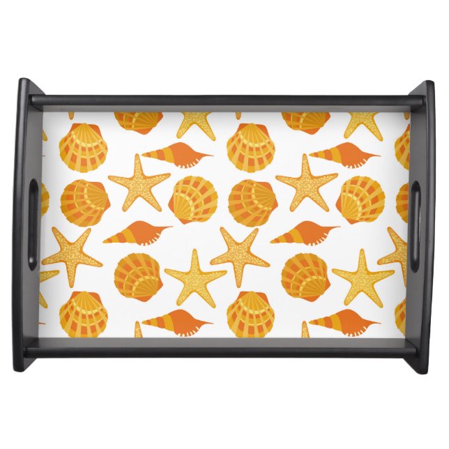 Orange Beach Shell Pattern Serving Tray (Front)