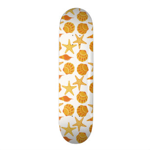 Orange Beach Shell Pattern Skateboard Deck