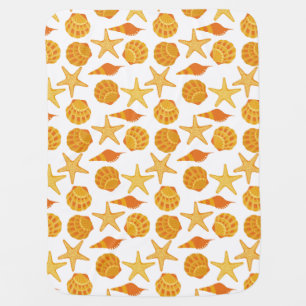 Orange Beach Shell Pattern Swaddle Blanket