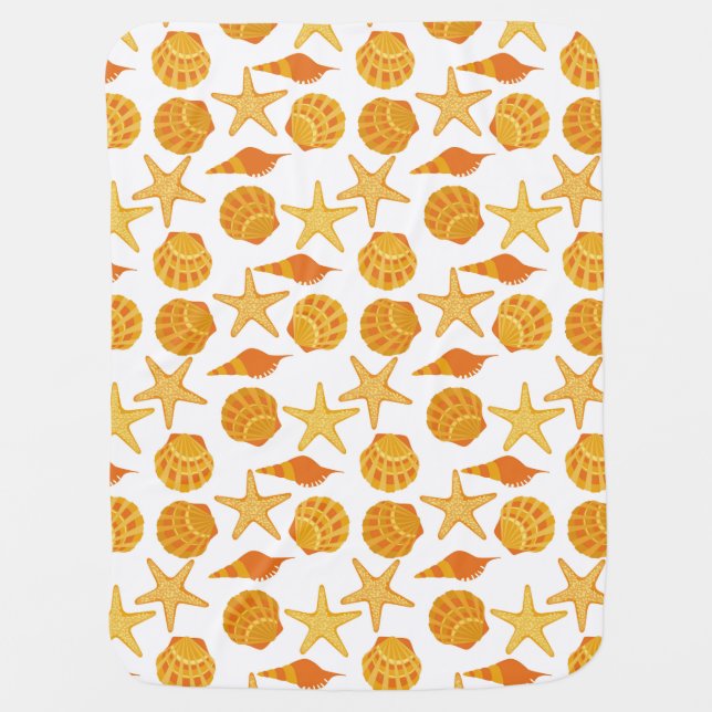 Orange Beach Shell Pattern Swaddle Blanket (Front)