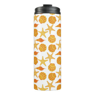 Orange Beach Shell Pattern Thermal Tumbler